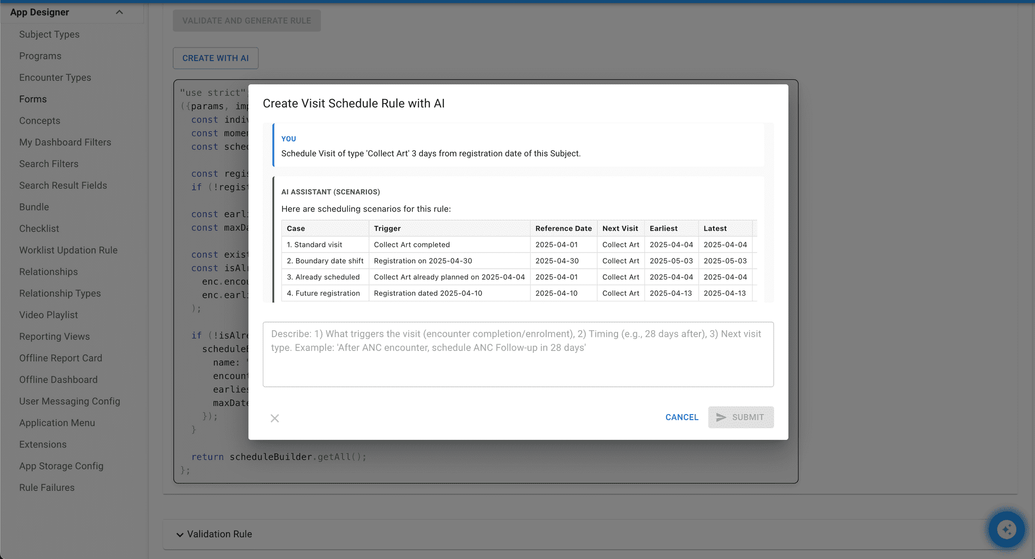 CreateVisitScheduleRuleWithAI