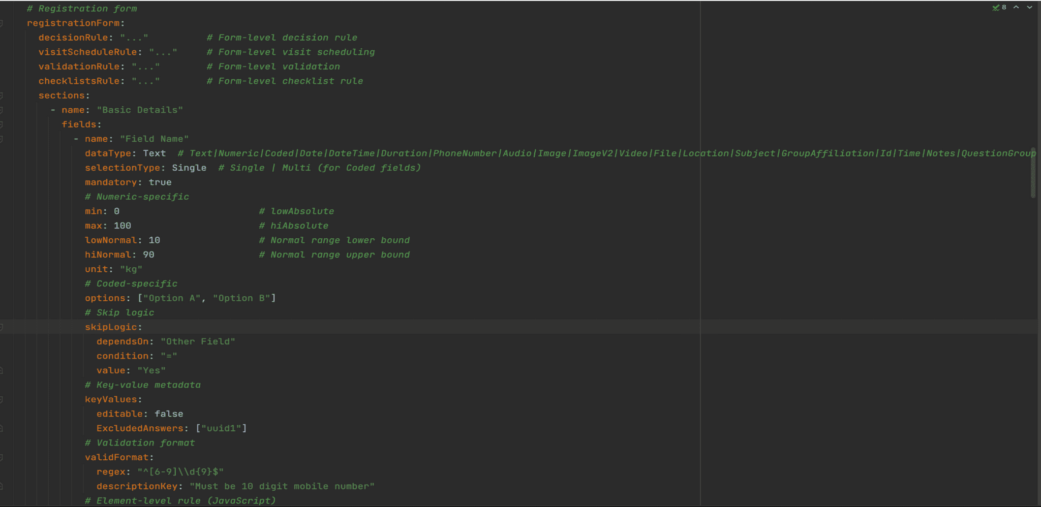 Spec-first flow: program requirements turn into a structured spec, which a deterministic pipeline converts into Avni configuration