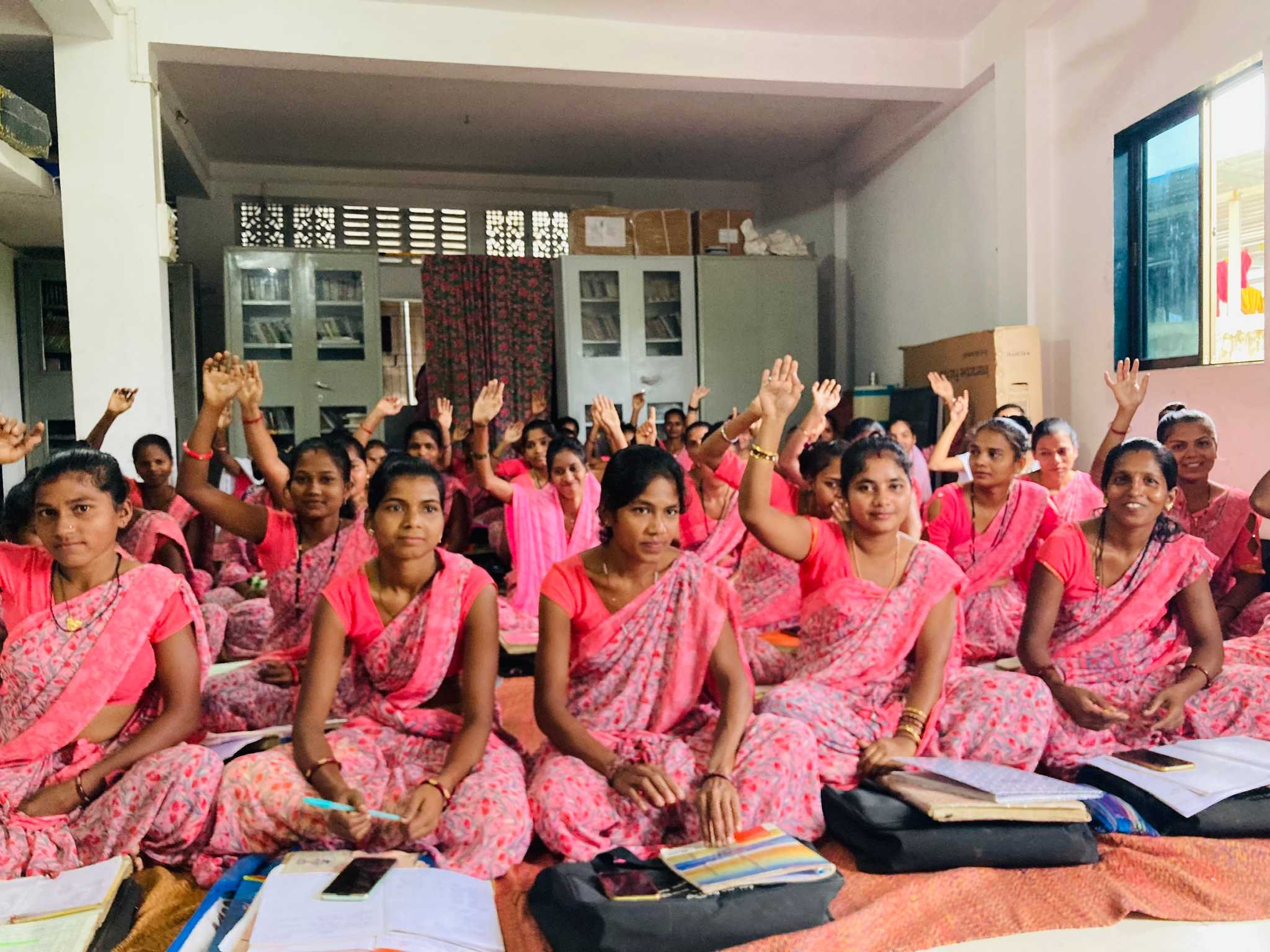 Image name: Arogya Saheli monthly meeting at JNPCT’s Dharampur office